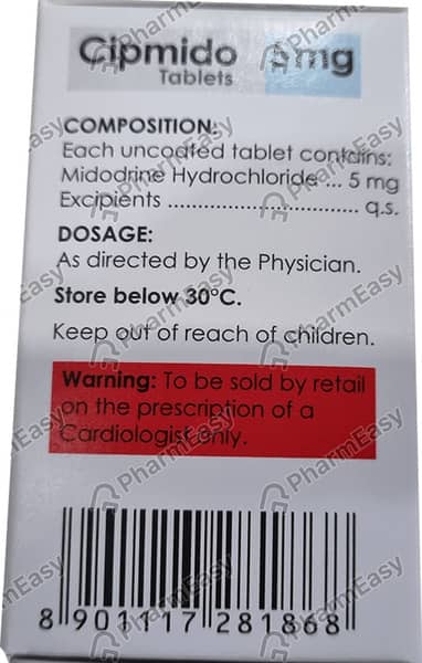 Cipmido 5mg Bottle Of 30 Tablets
