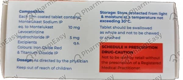 Medlife Montelukast And Levocetirizine 10/5 Mg Tablet 10