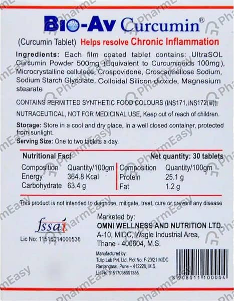 Bio Av Curcumin Tablet 30'S