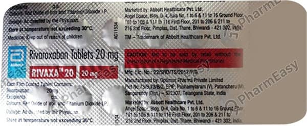 Rivaxa 20mg Strip Of 14 Tablets