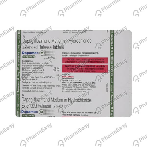 Dapamac M 10/500mg Strip Of 10 Tablets