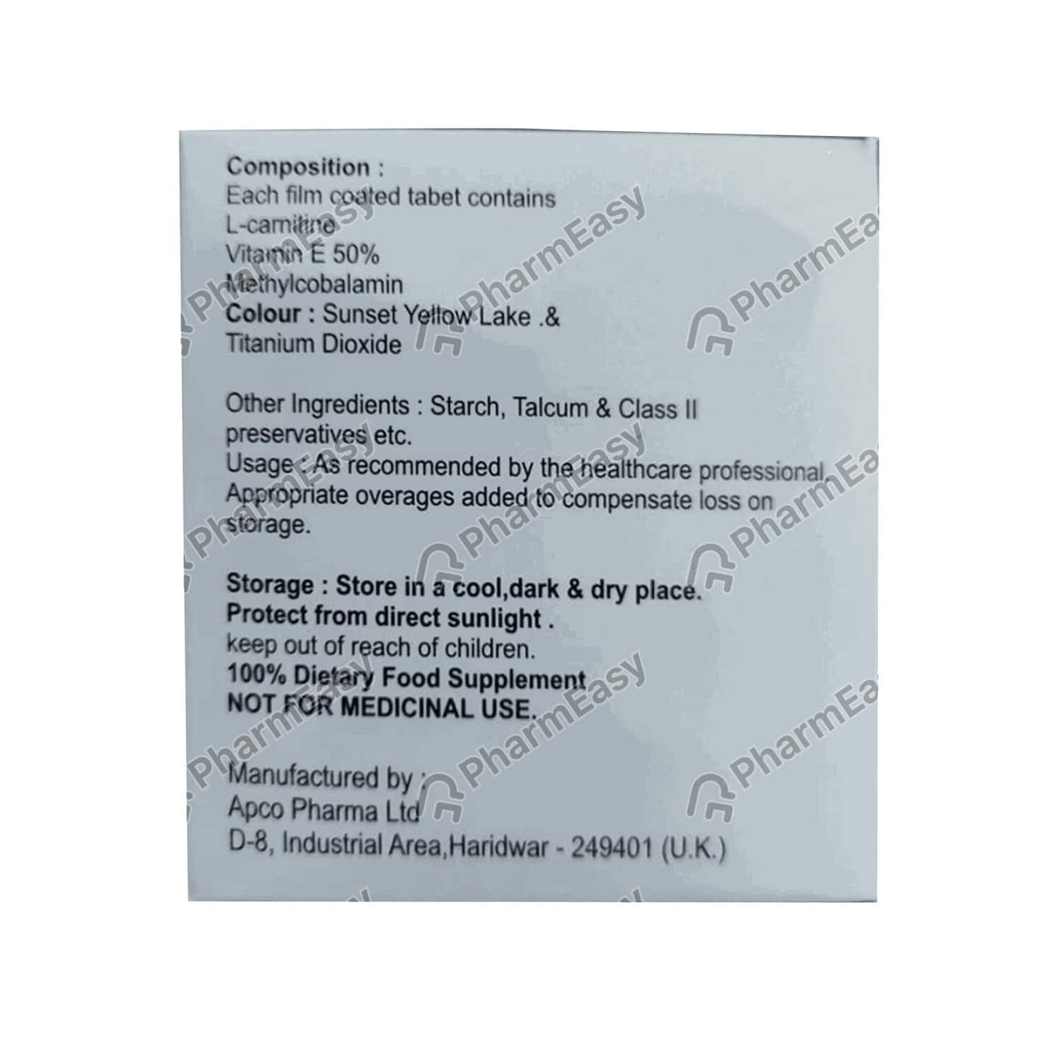 Buy Carnimet E Tablet 10'S Online at Flat 18 OFF* PharmEasy