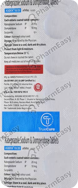 Asidita 10/20mg Strip Of 10 Tablets