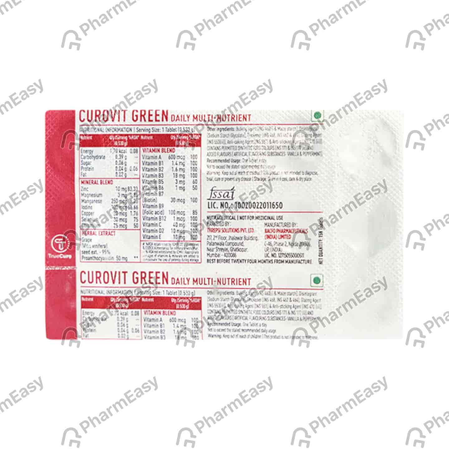 Curovit Green Strip Of 15 Tablets