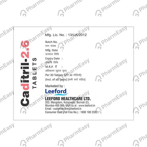 Caditril 2.6mg Bottle Of 30 Tablets