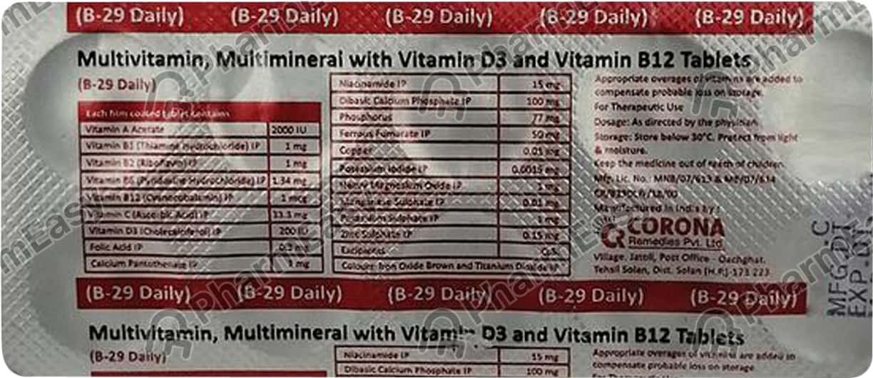 Buy B 29 Daily Strip Of 15 Tablets Online At Flat 18 Off Pharmeasy