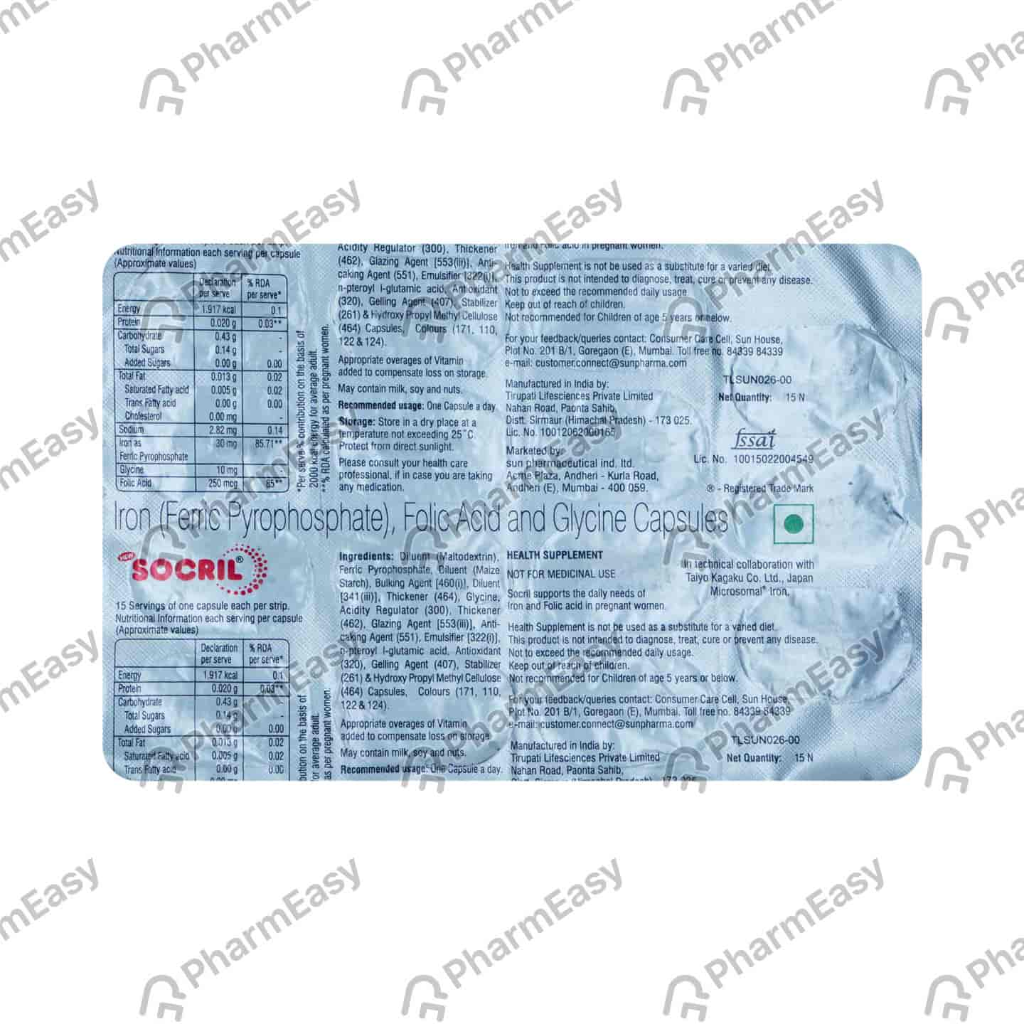 New Socril Strip Of 15 Capsules