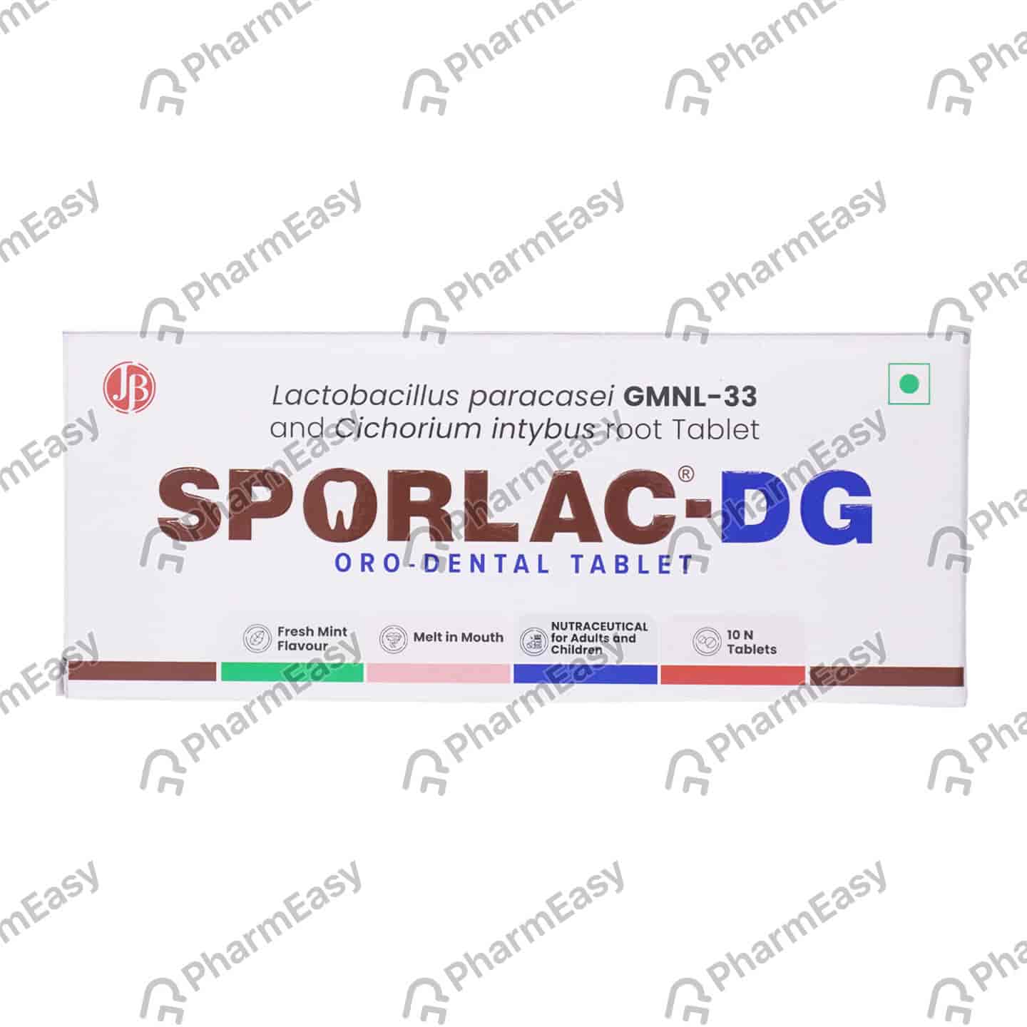 Sporlac Dg Fresh Mint Flavour Strip Of 10 Oro Dental Tablets