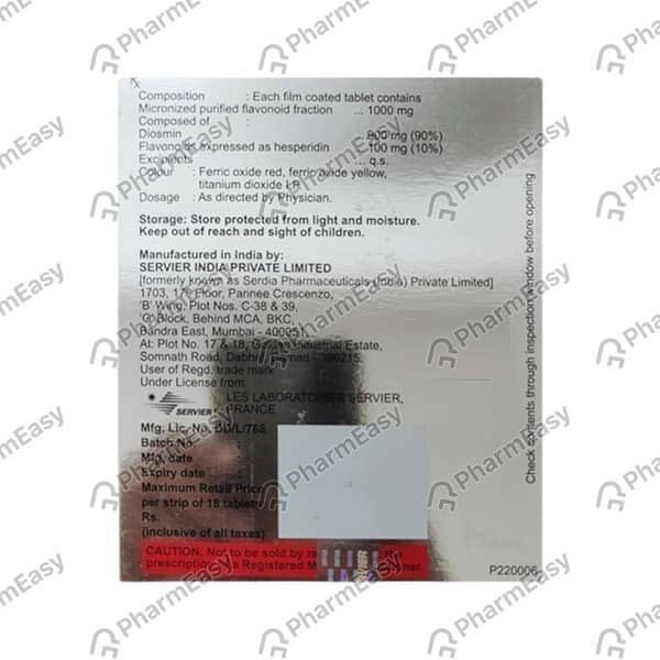 डेफलॉन 1000एमजी की स्ट्रिप 18 टैबलेट्स