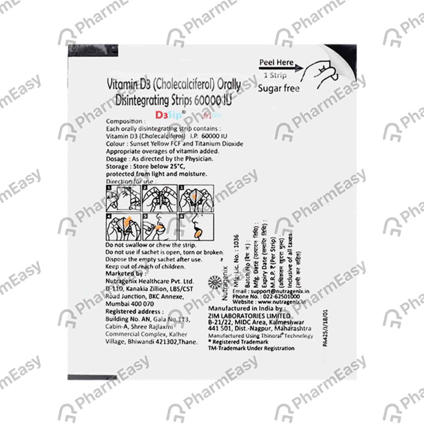 D3sip Sugar Free Sachet Of 1 Orally Disintegrating Strips