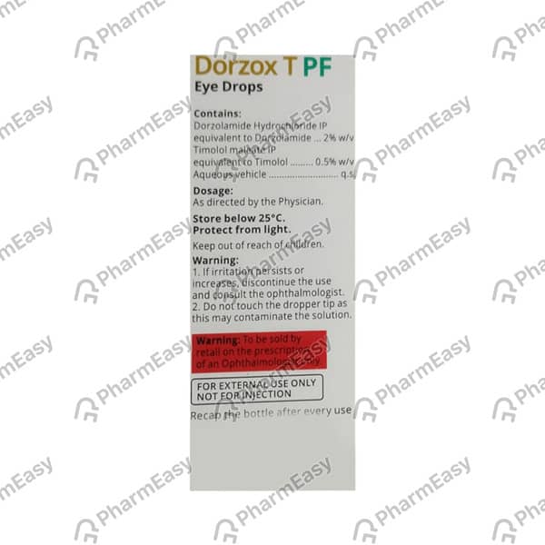 New Dorzox T Pf Bottle Of 10Ml Eye Drops