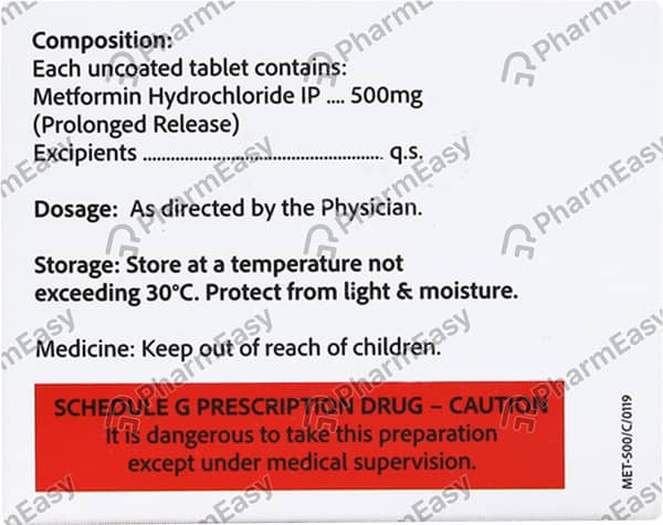 Metfaith 500mg Strip Of 10 Tablets
