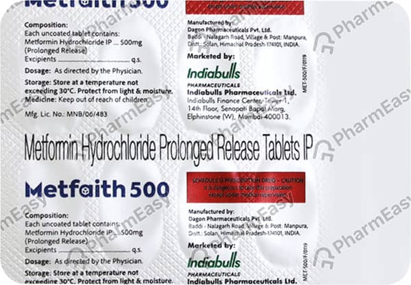 Metfaith 500mg Strip Of 10 Tablets
