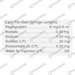 PEG RELIGRAST 6MG PRE FILLED SYRINGE OF 0.6ML INJECTION