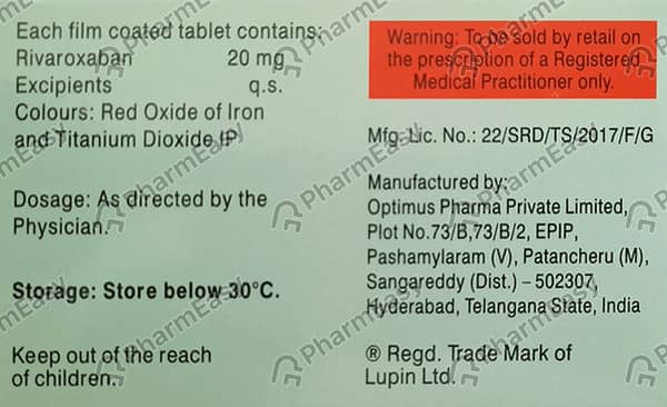 Rivaban 20mg Strip Of 14 Tablets