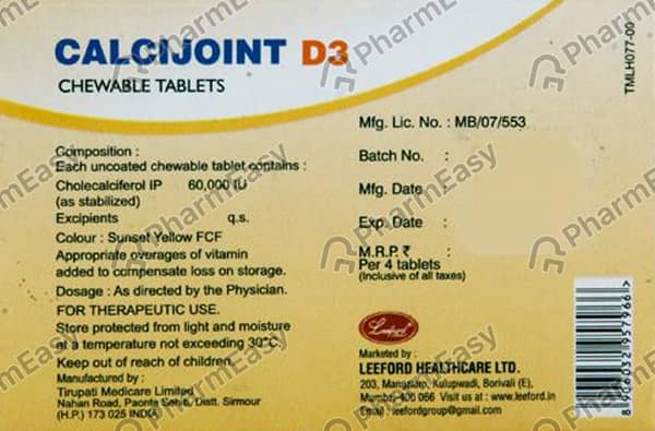 Calcijoint D3 Strip Of 4 Chewable Tablets