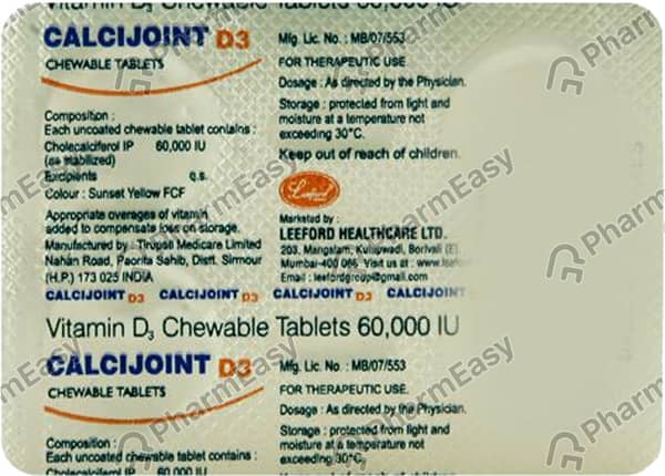 Calcijoint D3 Strip Of 4 Chewable Tablets