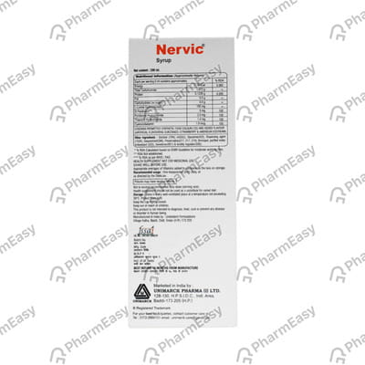 Nervic Sugar Free Bottle Of 200ml Syrup