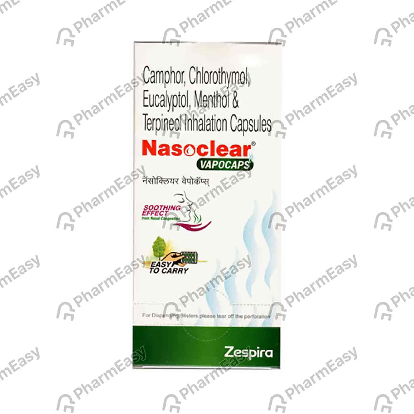 Nasoclear Vasocaps Strip Of 10 Inhalation Capsules