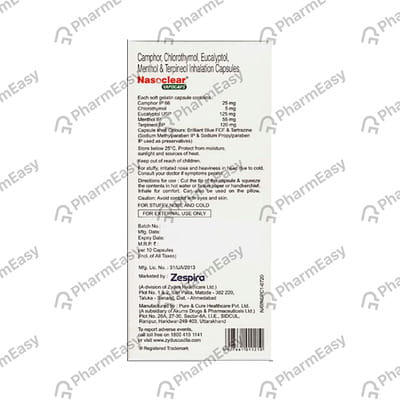 Nasoclear Vasocaps Strip Of 10 Inhalation Capsules