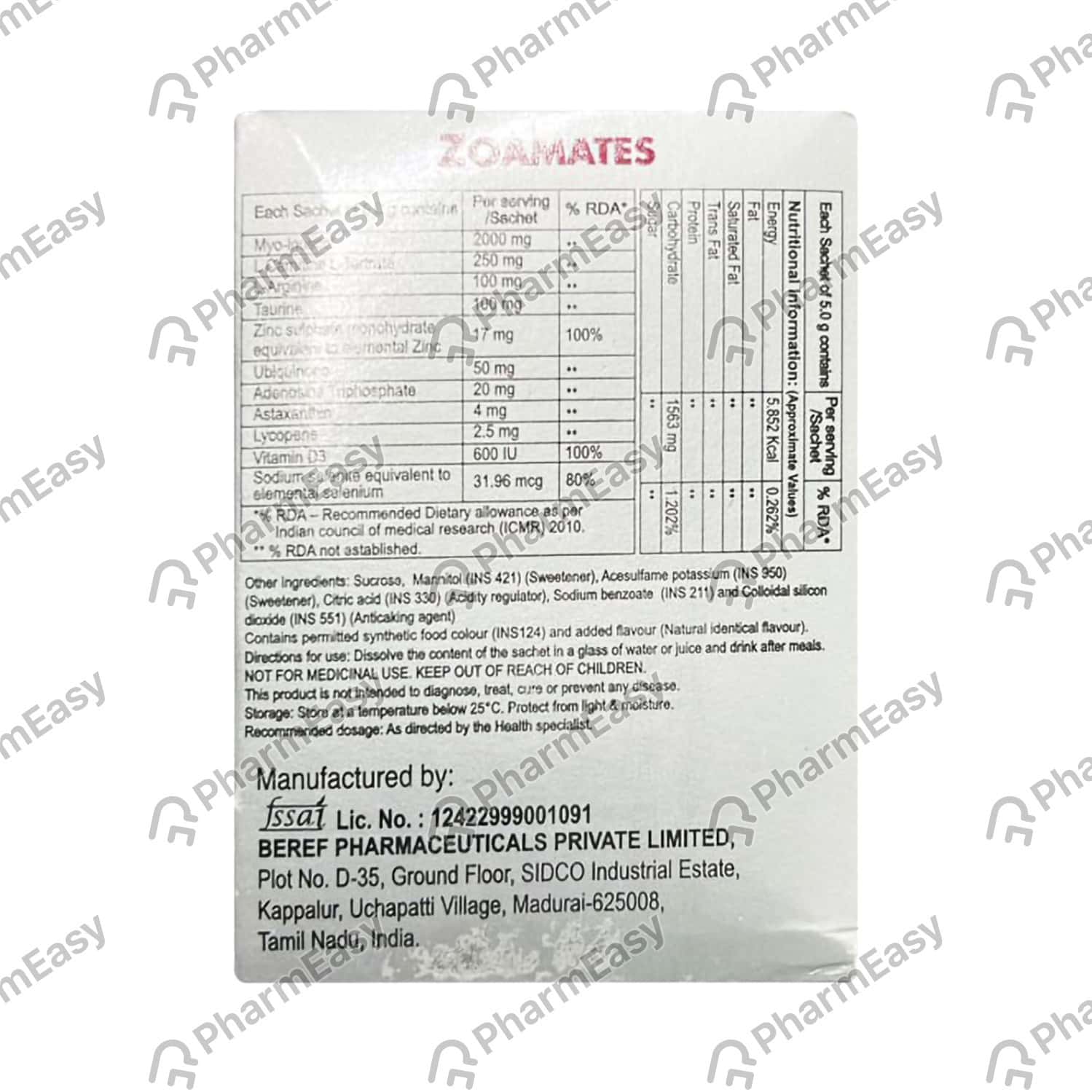 Buy Zoamates Sachet Of 5gm Oral Powder Online at Flat 15 OFF PharmEasy