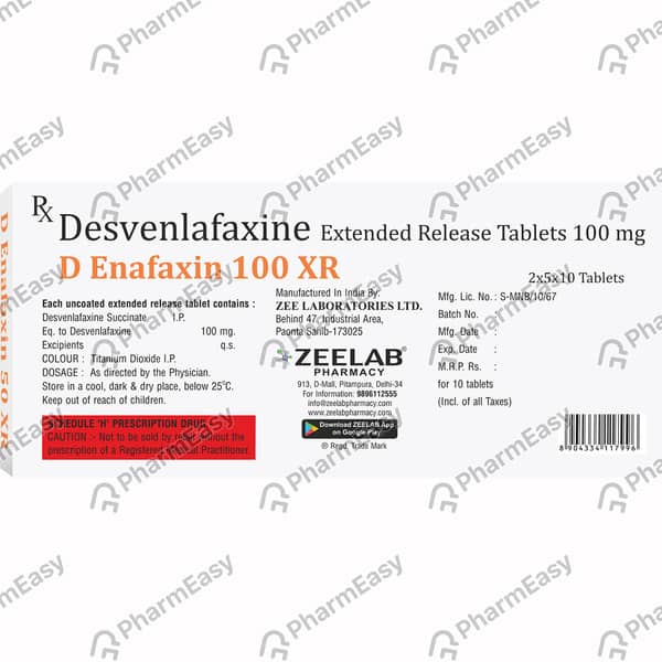D Enafaxin 100Mg Xr Strip Of 10 Tablets