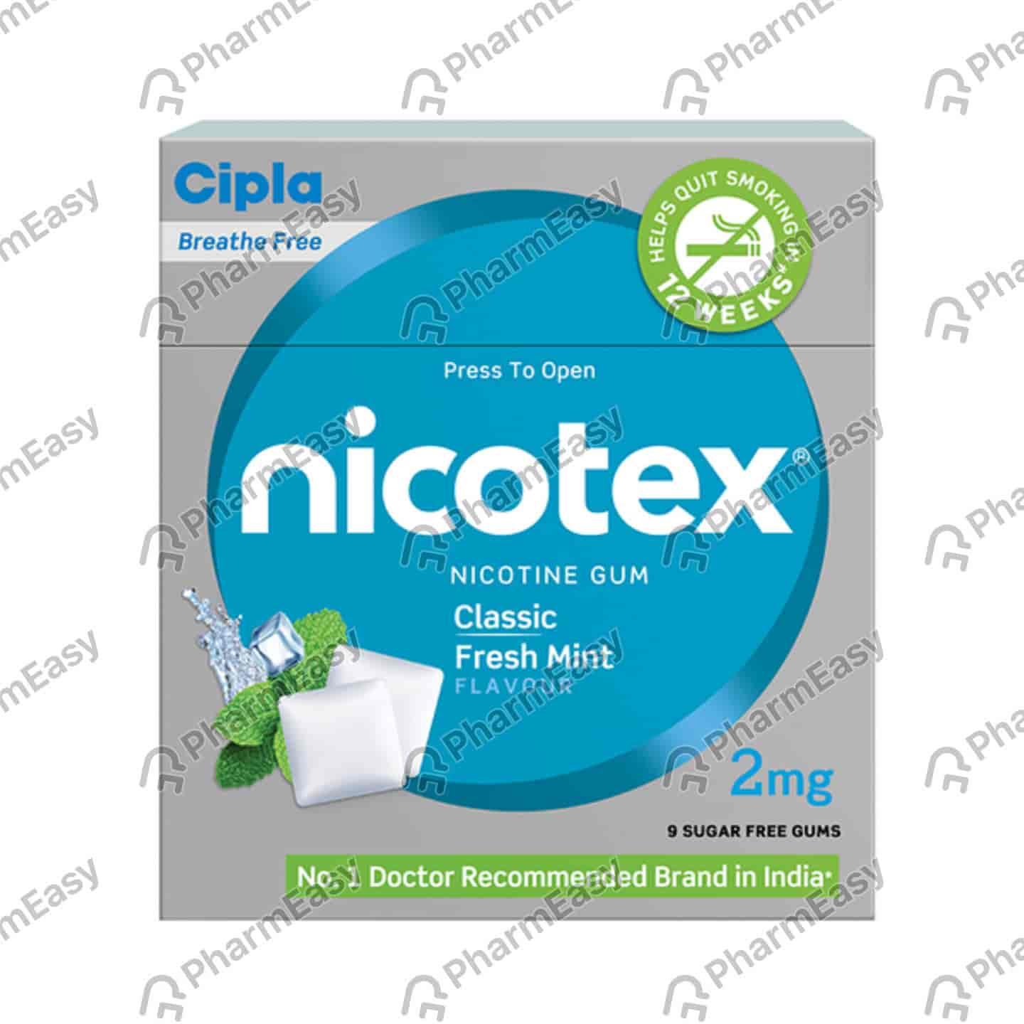 Nicotex Sugar Free 2 Classic Fresh Mint Chew Gum 10 No'S