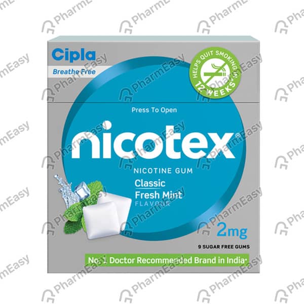 Nicotex Sugar Free 2 Classic Fresh Mint Chew Gum 10 No's