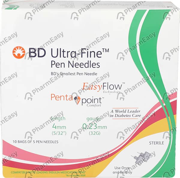 Bd Ultra Fine Pen Needles Easy Flow 32G Packet Of 5 Sterile Needle
