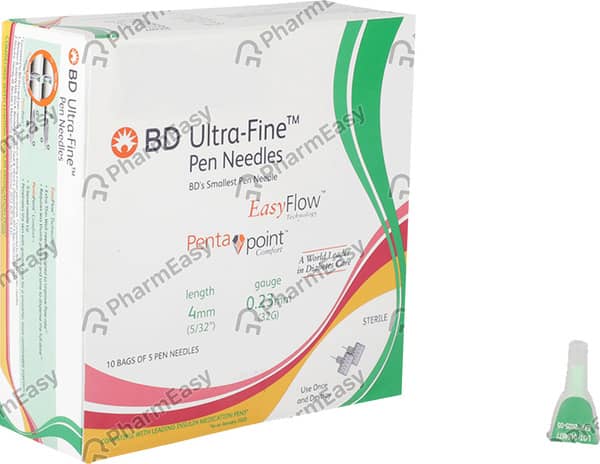 Bd Ultra Fine Pen Needles Easy Flow 32G Packet Of 5 Sterile Needle