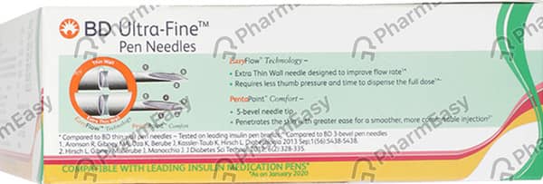 Bd Ultra Fine Pen Needles Easy Flow 32G Packet Of 5 Sterile Needle