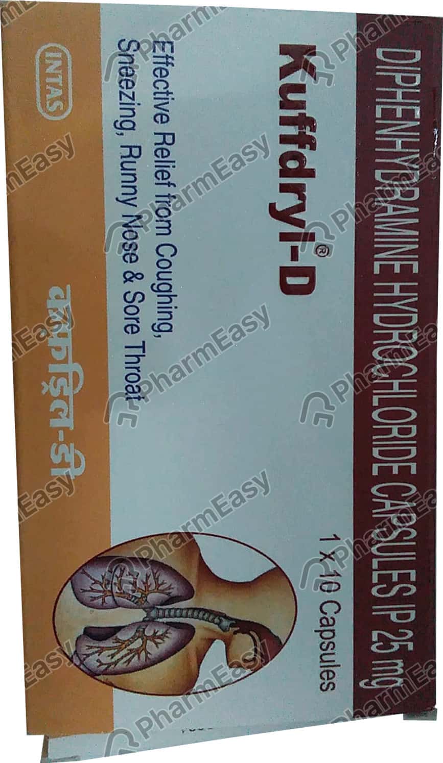 Kuffdryl D 25 MG Capsule (10) Uses, Side Effects, Price & Dosage