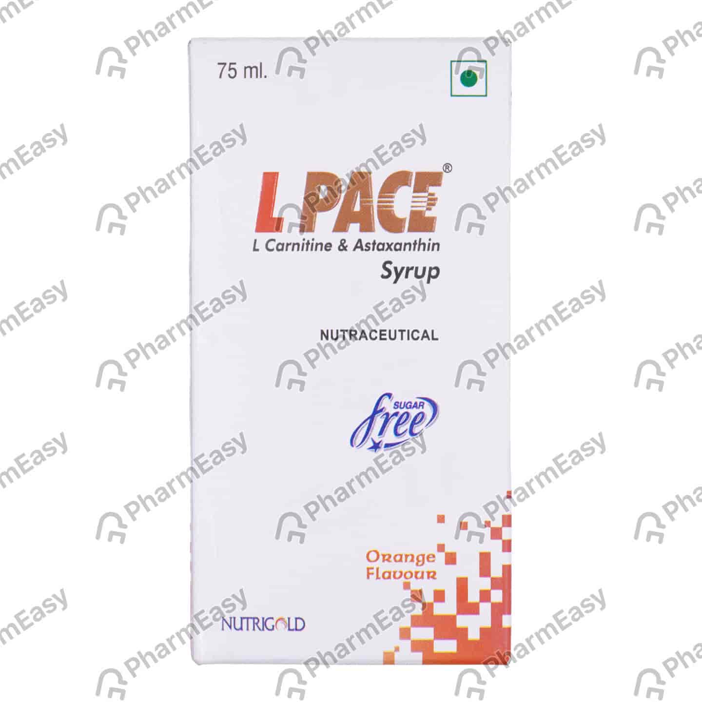 L Pace Orange Flavour Sugar Free Bottle Of 75ml Syrup