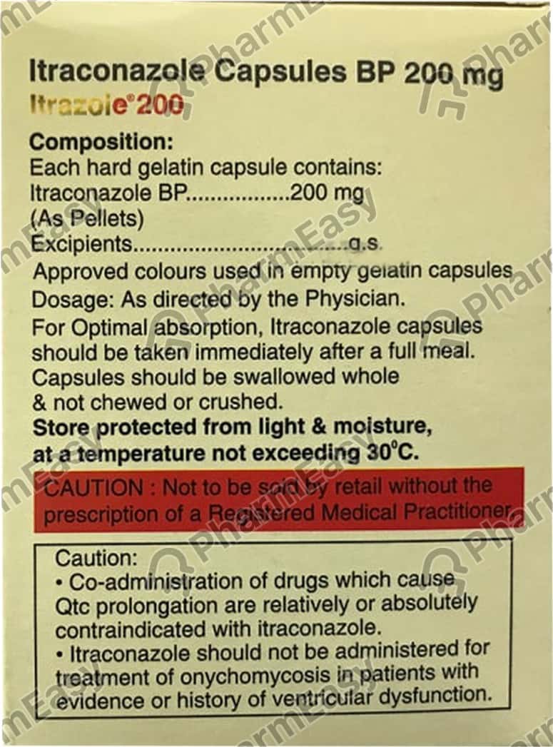 Itrazole 200 MG Capsule (10) Uses, Side Effects, Price & Dosage
