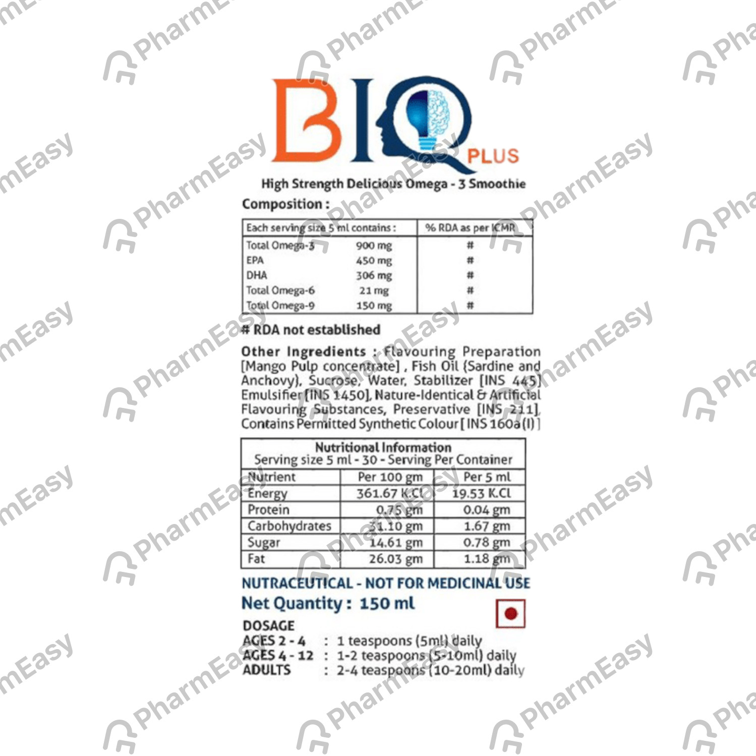 Biq Plus Mango Flavour Bottle Of 150ml Syrup