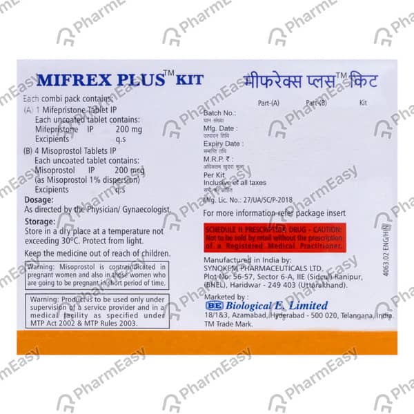 Mifrex Plus Strip Of 5 Combikit Tablets