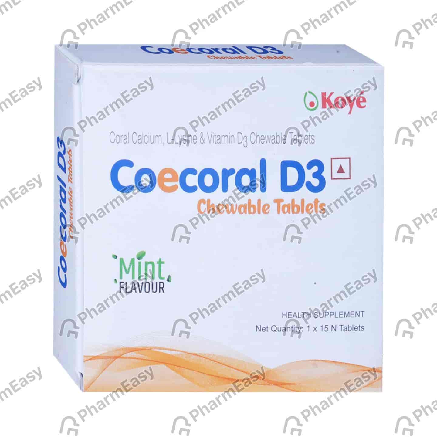 Coecoral D3 Mint Flavour Strip Of 15 Chewable Tablets
