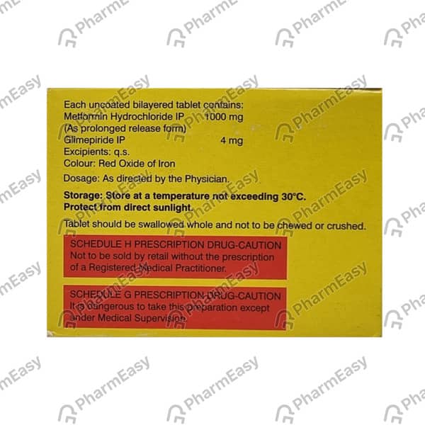 Glycomet Gp Forte 4/1000mg Strip Of 15 Tablets
