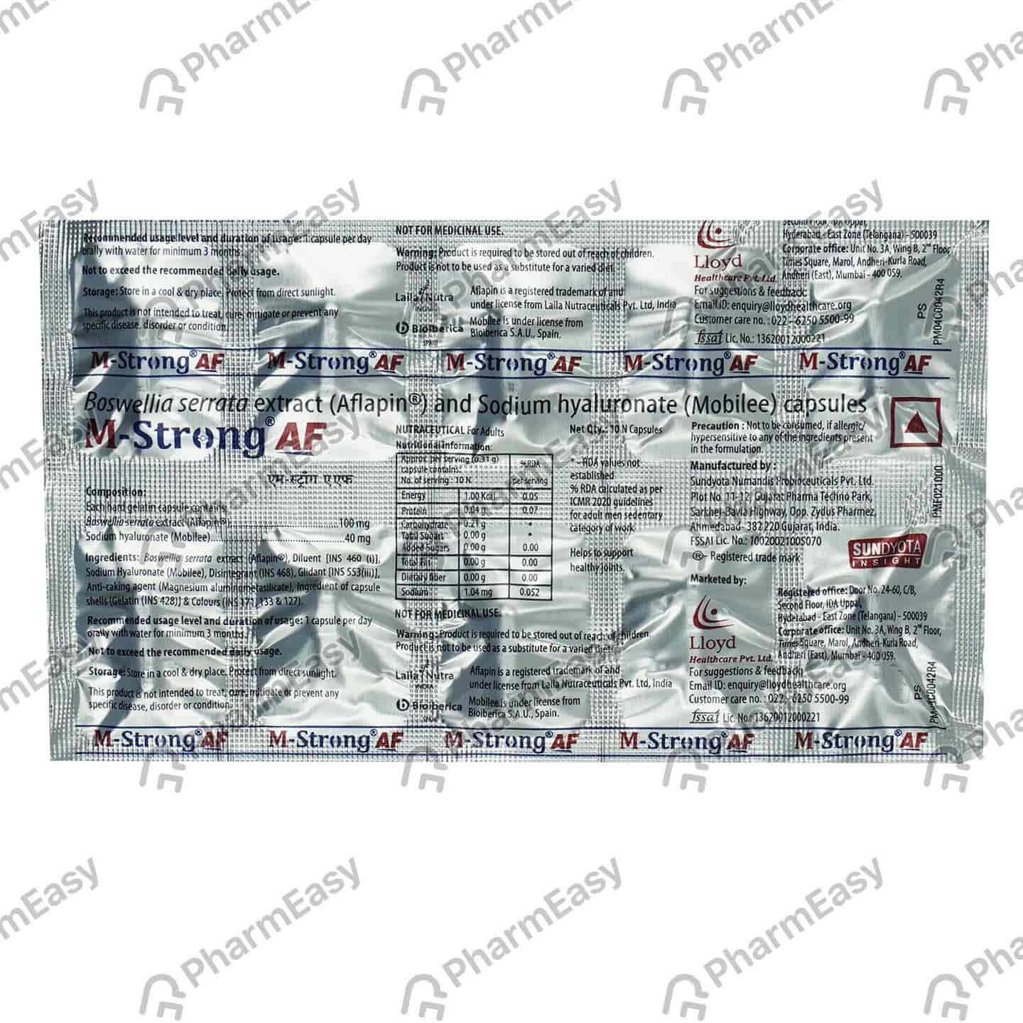 M Strong Af Strip Of 10 Capsules