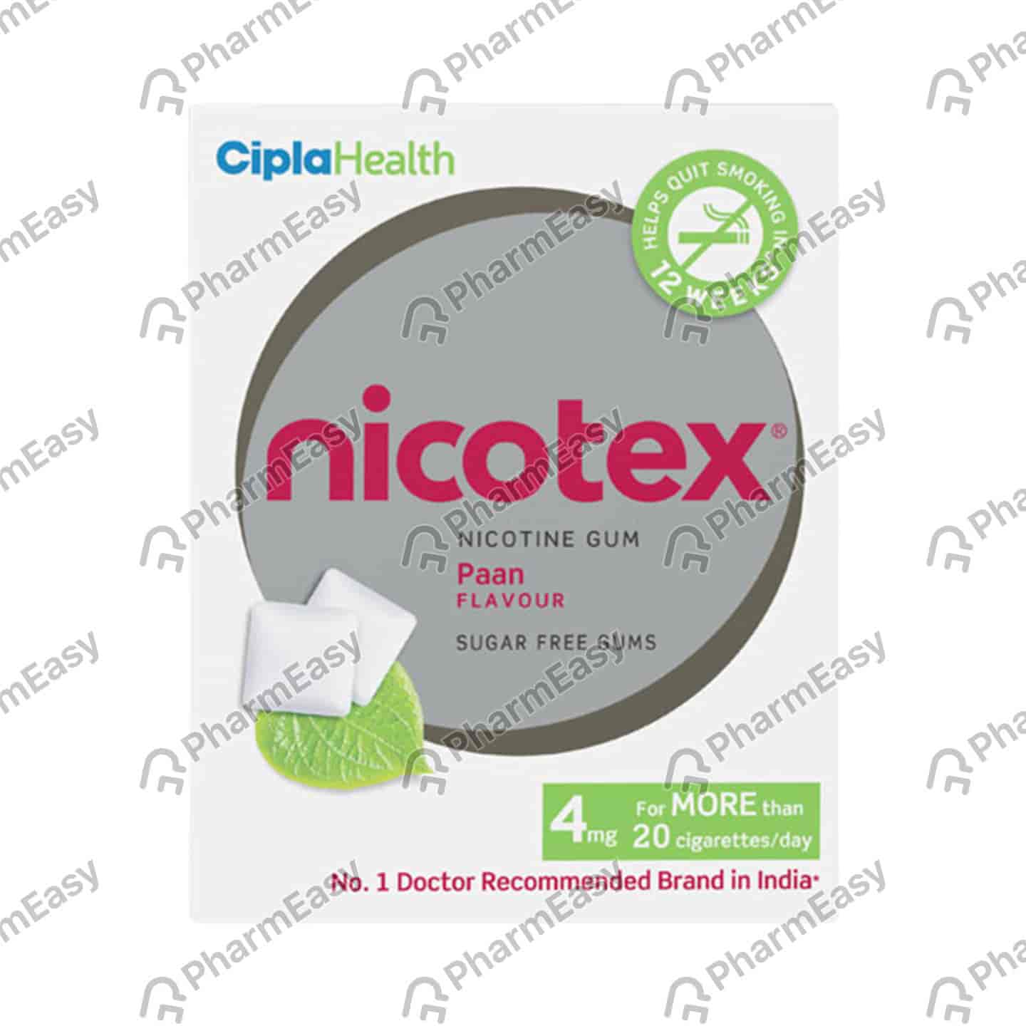 Nicotex 4mg Paan Sugar Free 12 Chewing Gums (Pack Of 3) + Kamasutra Chocolate Dotted Condoms 3