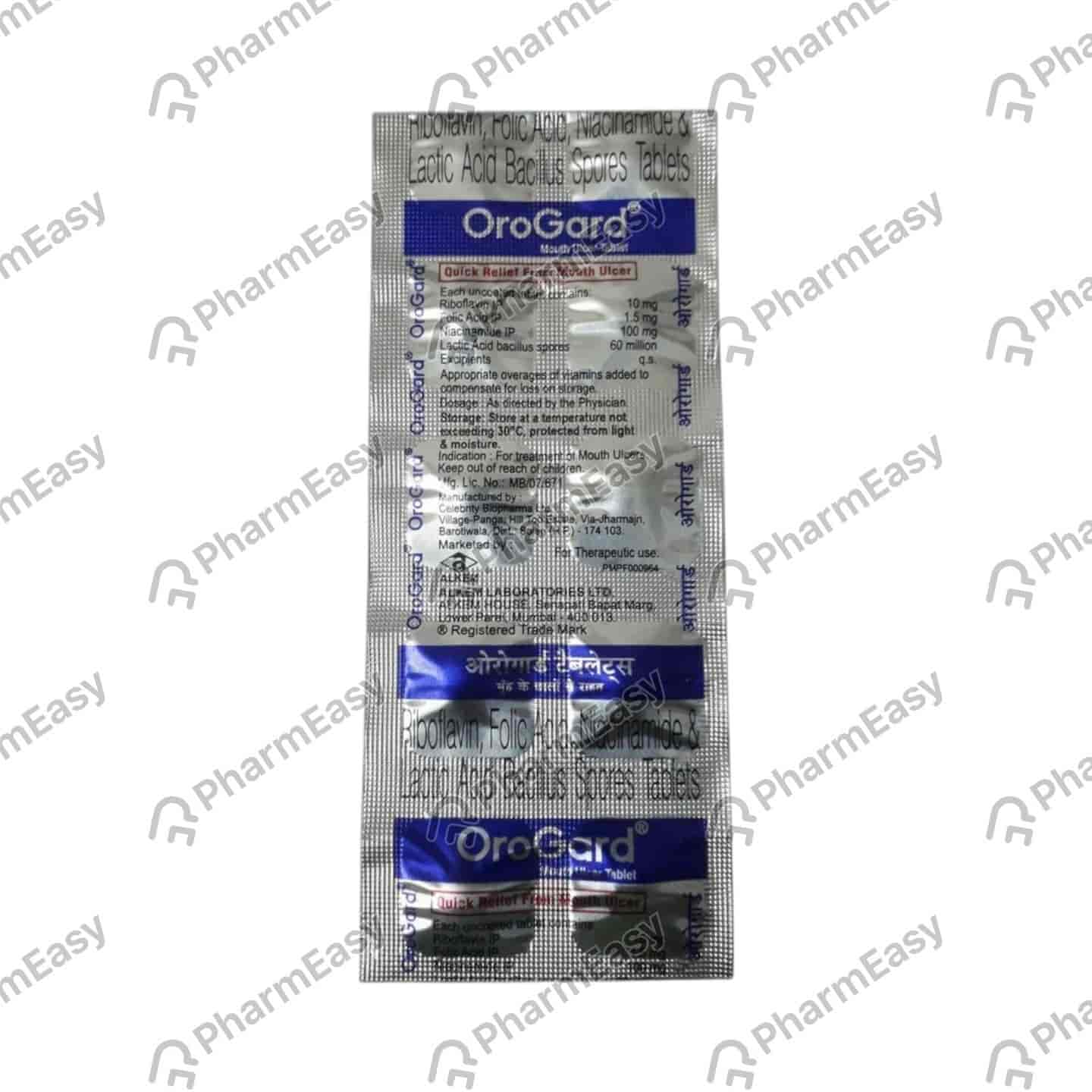 Orogard Strip Of 10 Mouth Ulcer Tablets