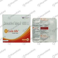 D Code 60k Orange Flavour Sugar Free Strip Of 8 Chewable Tablets