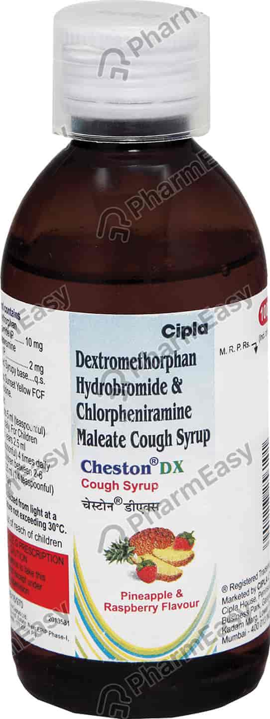 Cheston Dx Pineapple And Raspberry Flavour Bottle Of 100ml Cough Syrup