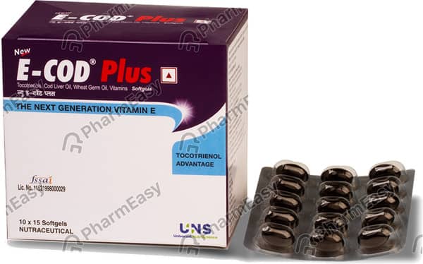 New E Cod Plus | Next Generation Vitamin E | For Muscle Cramps & Nafld | Strip | 15 Softgels