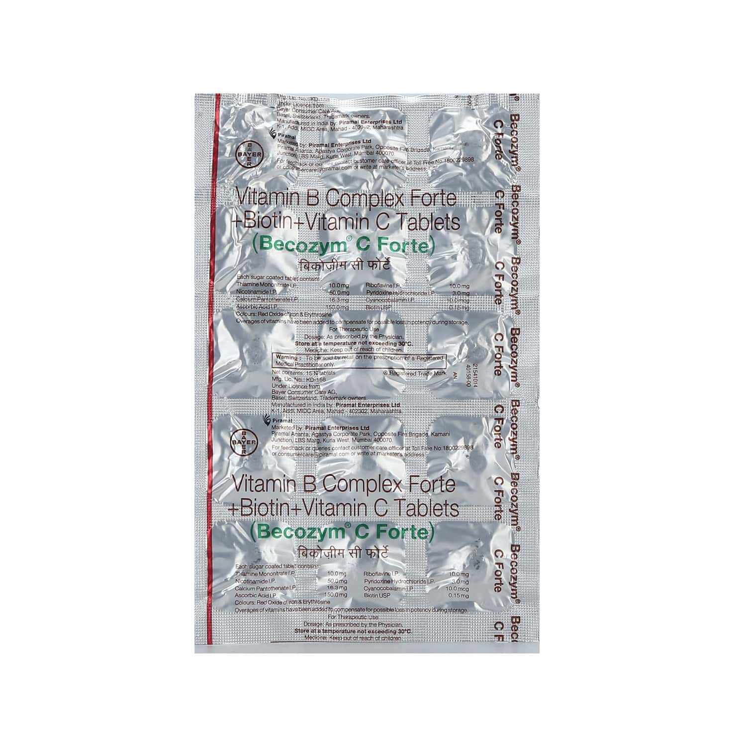 Buy Becozym C Forte Multivitamin Tablets Strip Of 15 Online & Get Upto