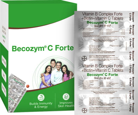 Becozym C Forte ( Vitamin B Complex + Biotin + Vitamin C )- Strip Of 15 Tablets