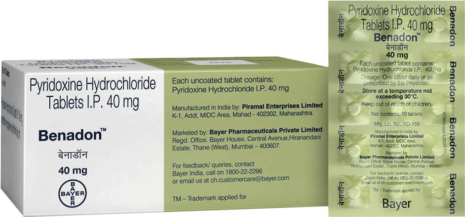 Benadon Vitamin B6 40mg Strip Of 10 Tablets