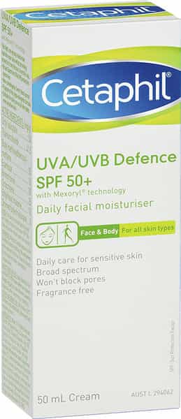 Cetaphil Uva/Uvb Defense Spf 50+ Daily Facial Moisturiser | Face & Body All Skin Type | 50 Ml