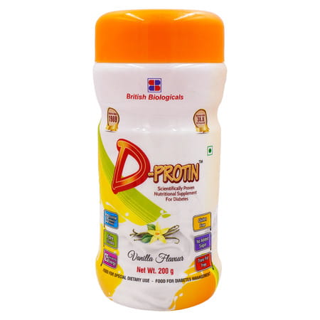 D-Protin Vanilla Flavour Sugar Free Diabetes Care Powder Bottle Of 200gm