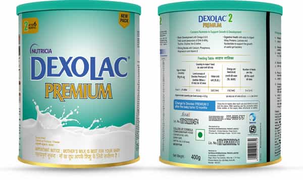 Dexolac Premium Stage 2 Follow-Up Infant Formula (After 6 Months) Tin Of 400 G